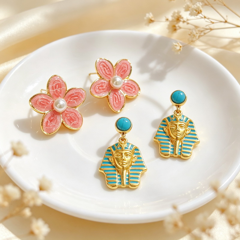 Women'S Egyptian Accessories - Kalen Stainless Steel Women Earrings Pink