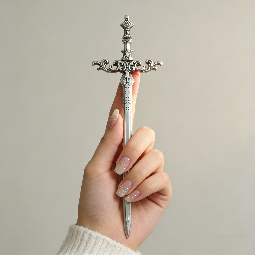 Women Accessories Trendy - 1pc Silver-Tone Sword Hair Stick Ornate