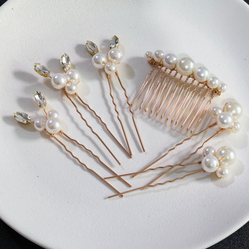 Women'S Accessories H&M - Pearl Crystal Hair Pins Comb Set