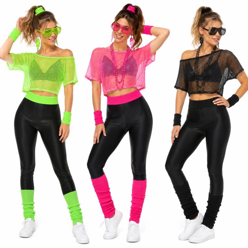 Women Accessories Earrings - 80s Hippie Disco Outfit Set Neon