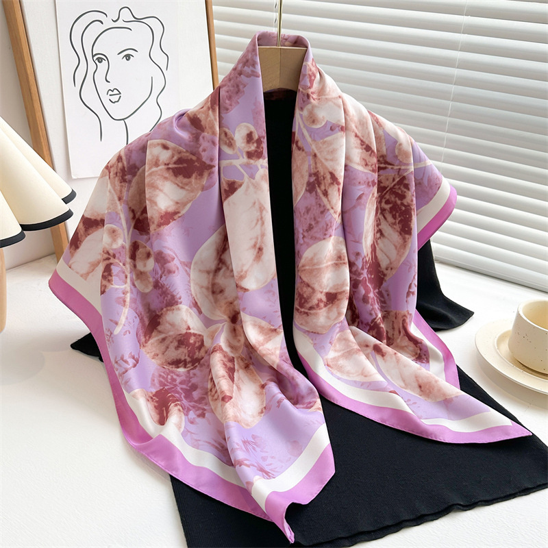 Silk Scarf Square - Retro 90cm Printed Large Square Scarf