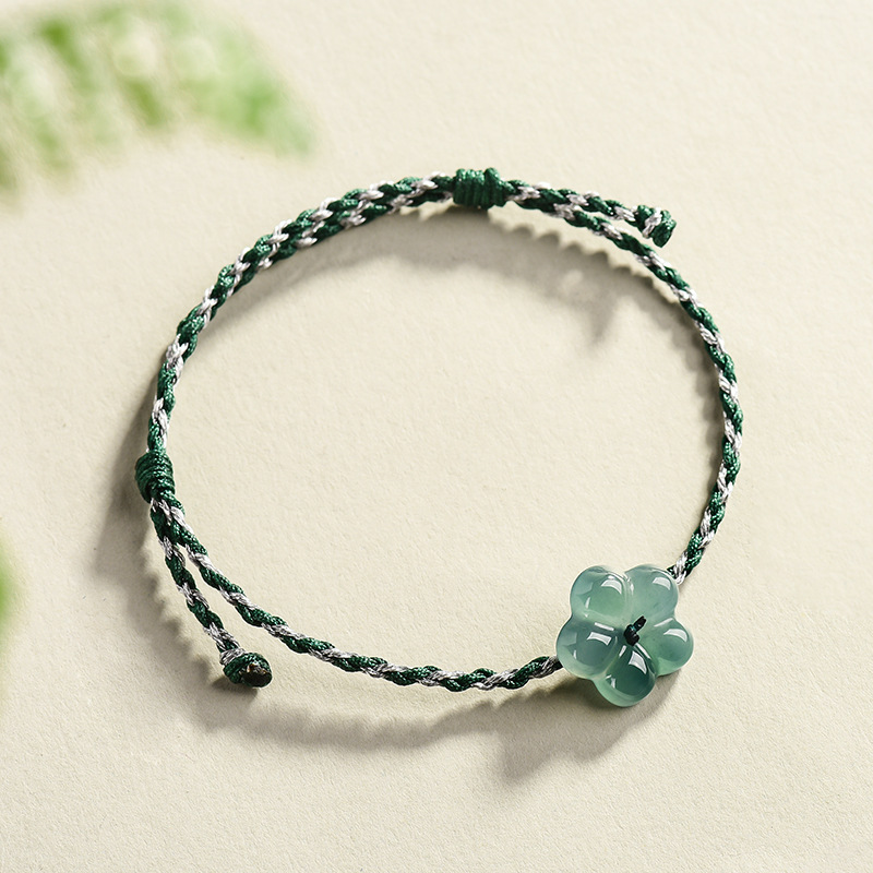 Women Accessories For Gift - Burmese Jadeite Flower Bracelet Natural Jade