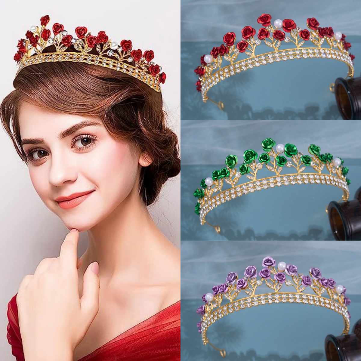 Women Accessories For Wedding - Baroque Ceramic Bridal Crown Rhinestone Prom