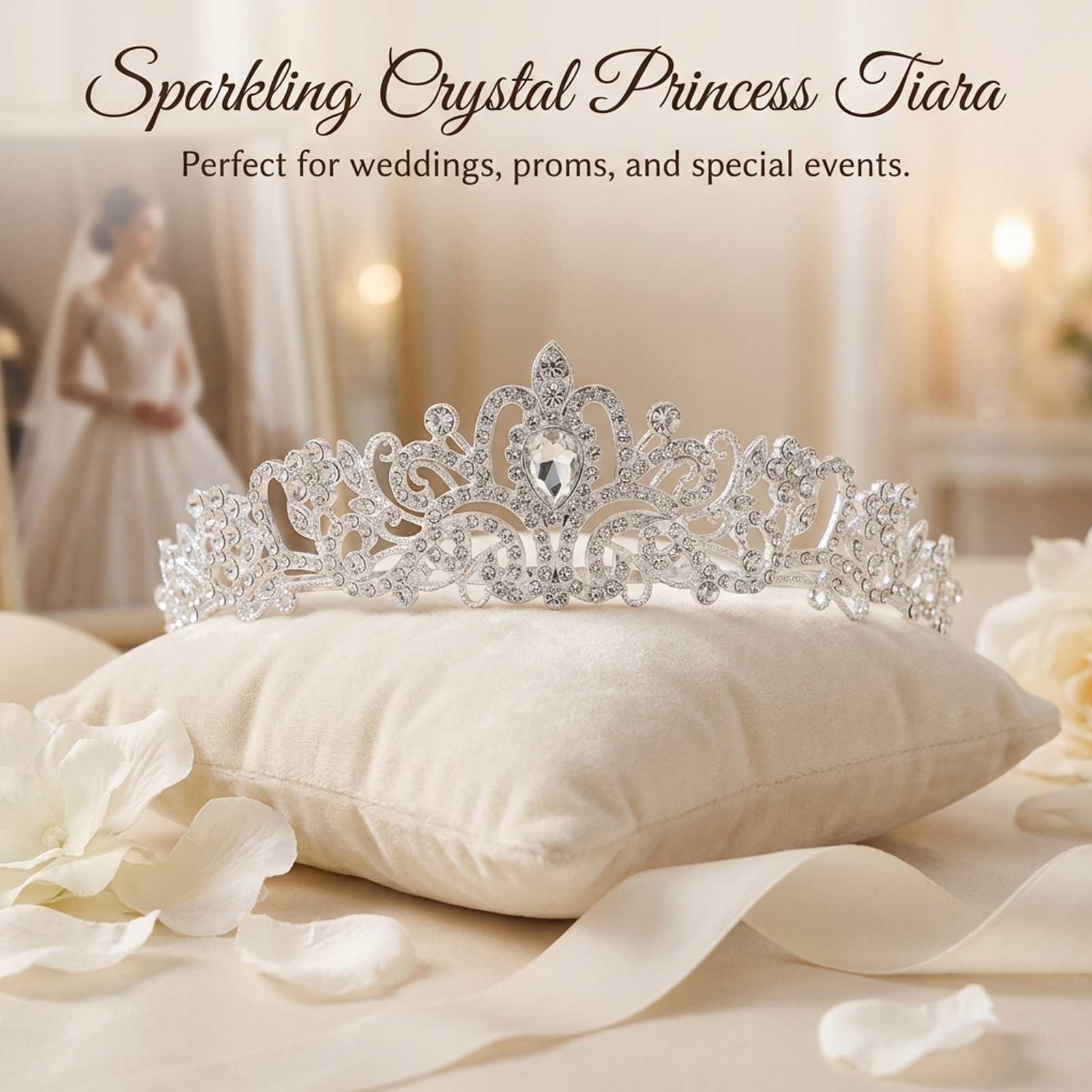 Elegant Bridal Crown Sparkly R - Women Accessories For Wedding 评论和价格