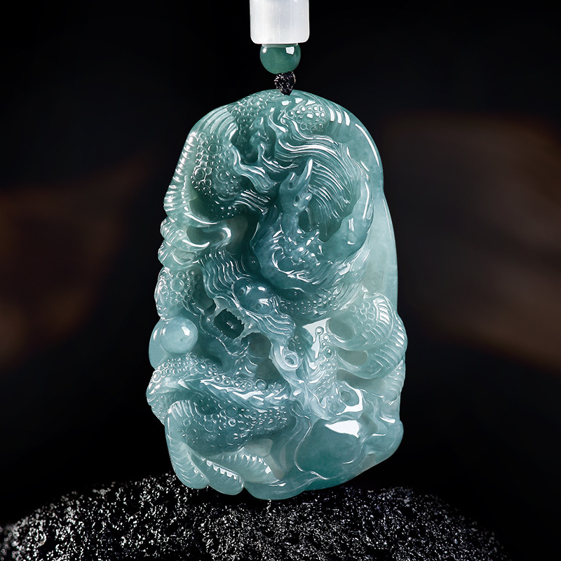 Natural Burmese Jadeite Dragon - Women Accessories For Gift 评论和价格
