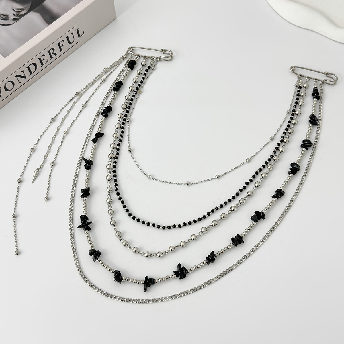 Punk Hip Hop Long Crystal Broo - Women Accessories Trendy 评论和价格