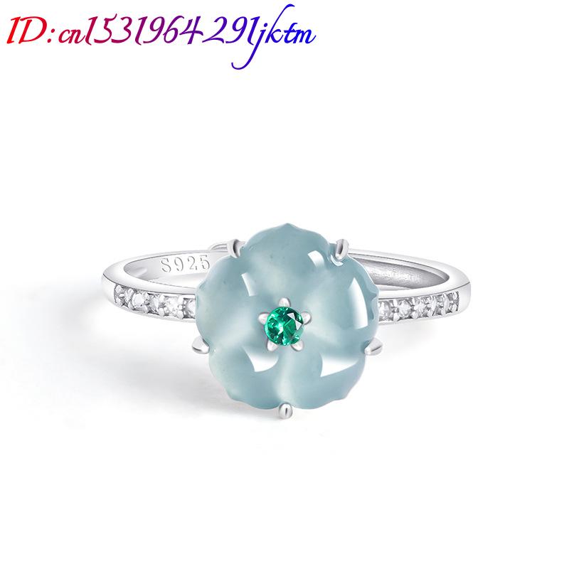 Blue Burmese Jadeite Flower Ri - Women Accessories For Gift 评论和价格