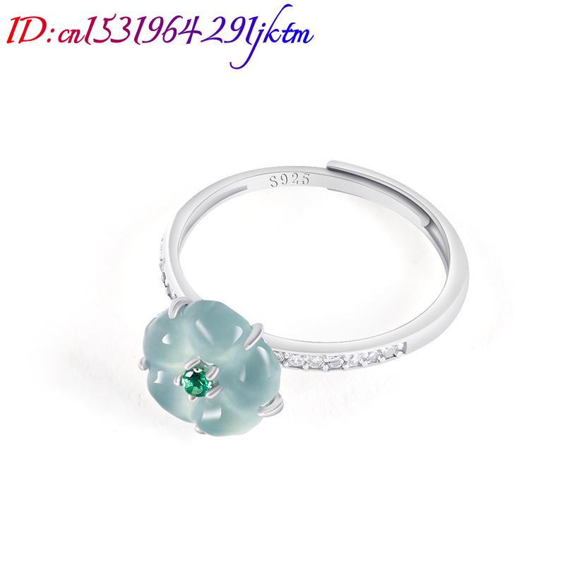 Blue Burmese Jadeite Flower Ri - Women Accessories For Gift 评论和价格