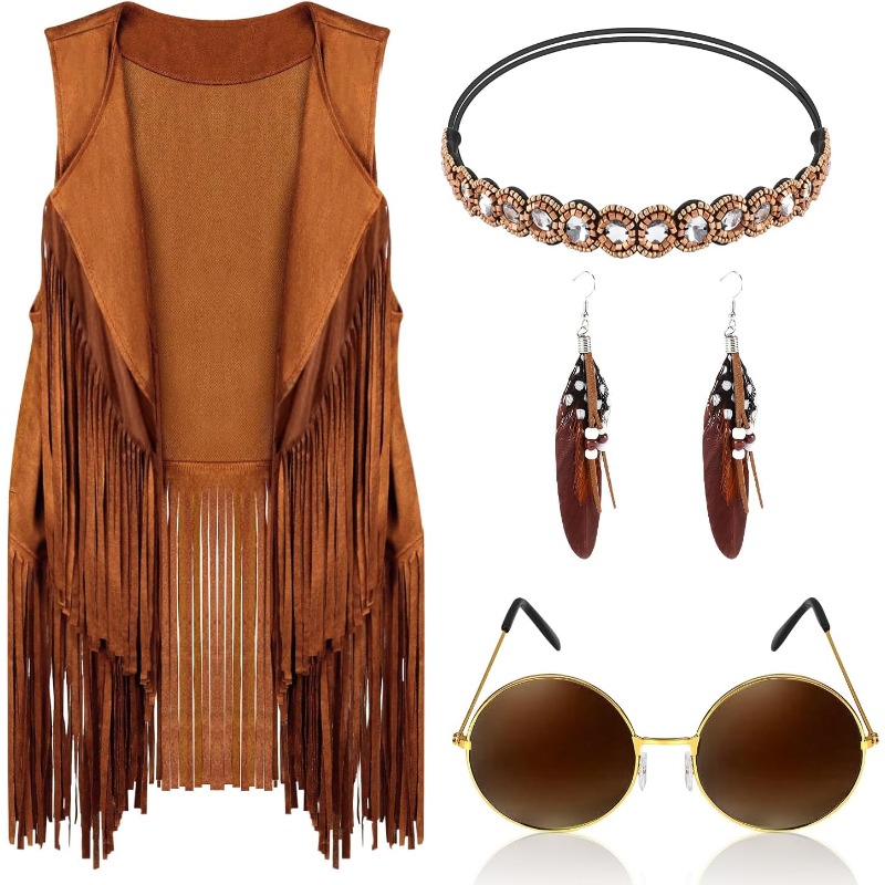 5 Pcs Hippie Costume Accessori - Women Accessories Earrings 评论和价格