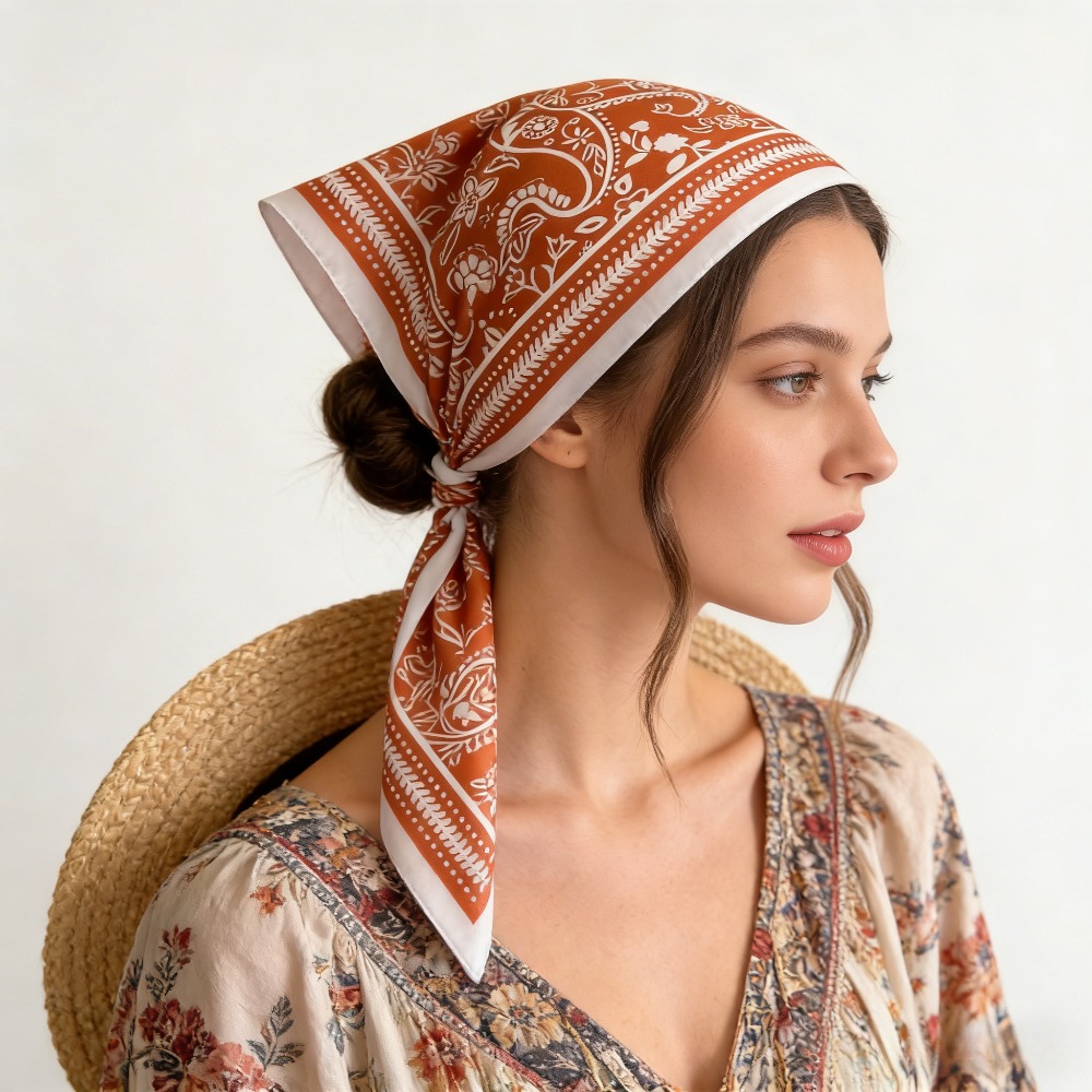 1Pc cashew print fashion silk  - Silk Scarf Square 评论和价格