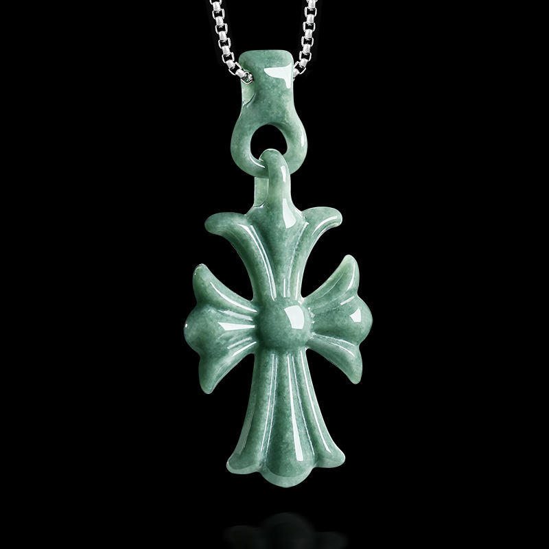 Natural Burmese Jadeite Cross  - Women Accessories For Gift 评论和价格