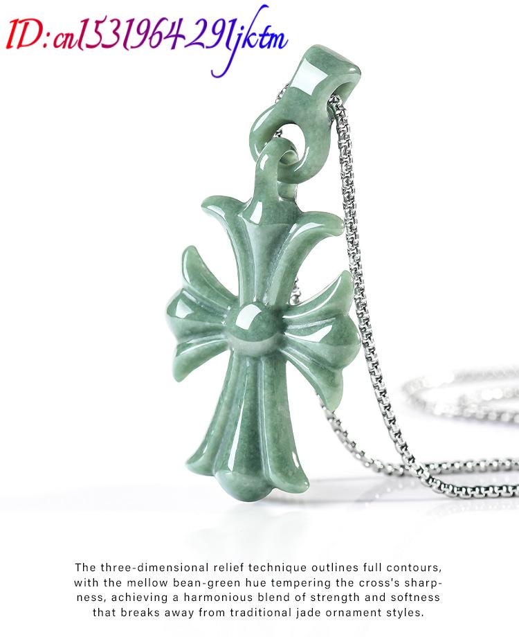 Natural Burmese Jadeite Cross  - Women Accessories For Gift 评论和价格