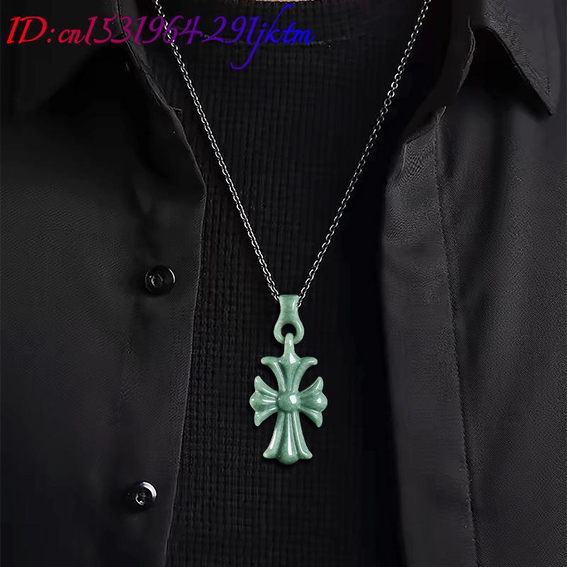 Natural Burmese Jadeite Cross  - Women Accessories For Gift 评论和价格