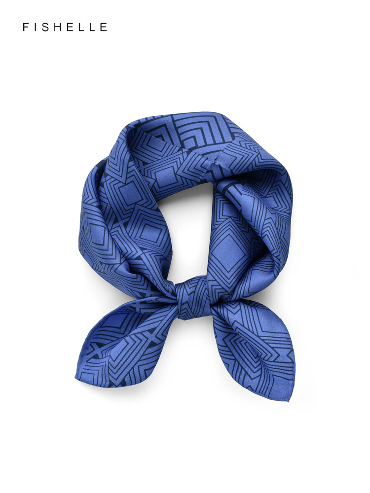 Geometric printed real silk tw - Silk Scarf Square 评论和价格