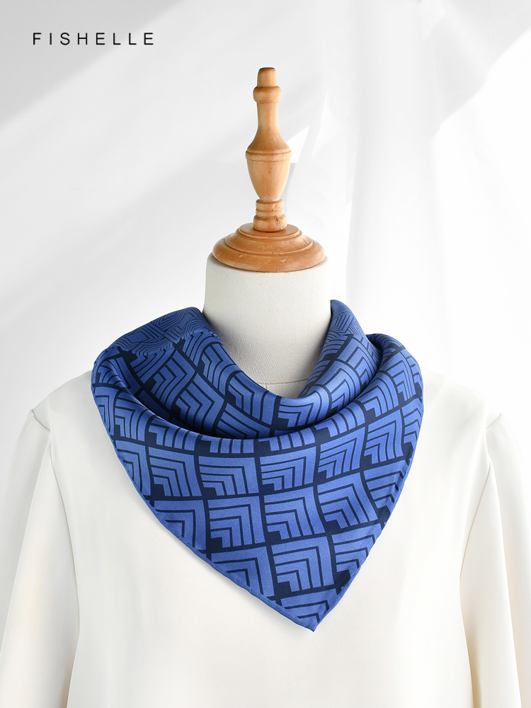 Geometric printed real silk tw - Silk Scarf Square 评论和价格