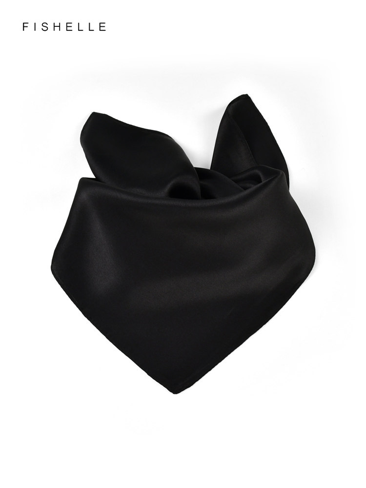 Solid color black pure silk sc - Silk Scarf Square 评论和价格