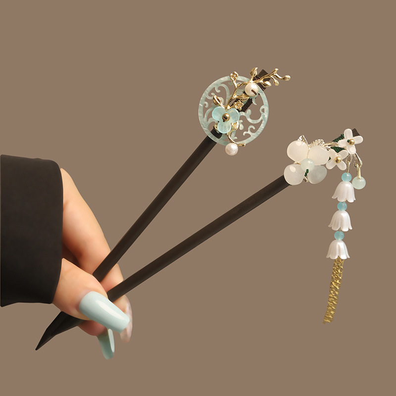 Flower Tassel Pearl Hair Stick - Women Accessories Trendy 评论和价格