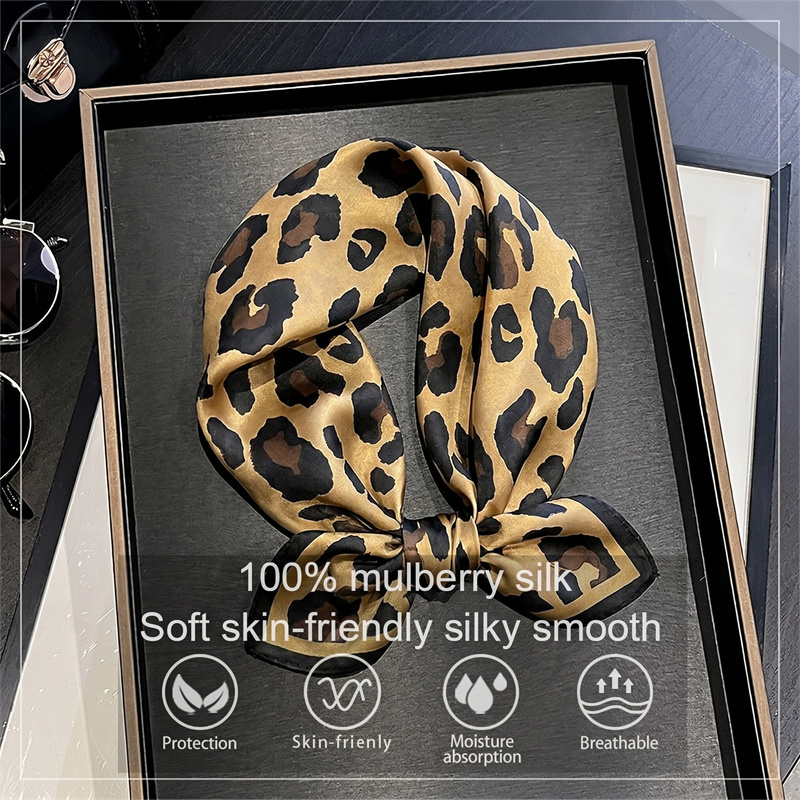 100% Silk Square Scarf Leopard - Silk Scarf Square 评论和价格